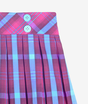 Girls Plaid Skirt in Wine and Blue Checks