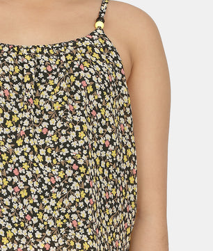 Girls Black Printed Georgette Top