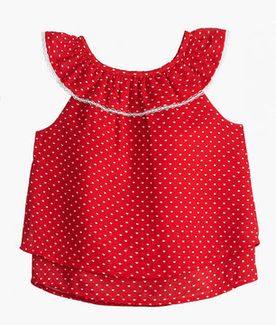 Girls Red Polka Dotted Top
