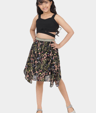 Girls Black Georgette Skirt