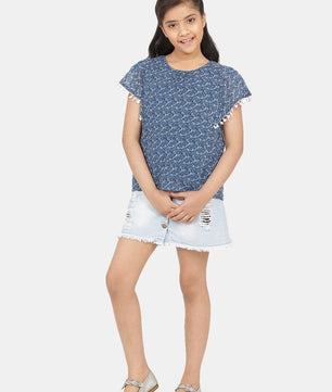 Girls Blue Georgette Top