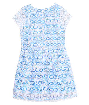 Girls Sky Blue Lace Dress
