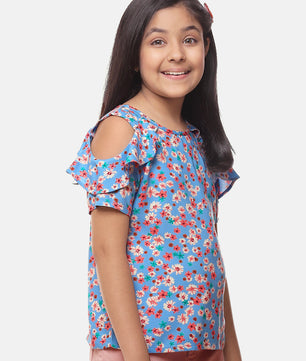 Girls Blue Rayon Top