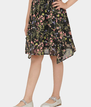 Girls Black Georgette Skirt