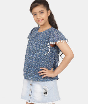 Girls Blue Georgette Top