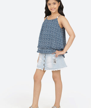 Girls Blue Georgette Top